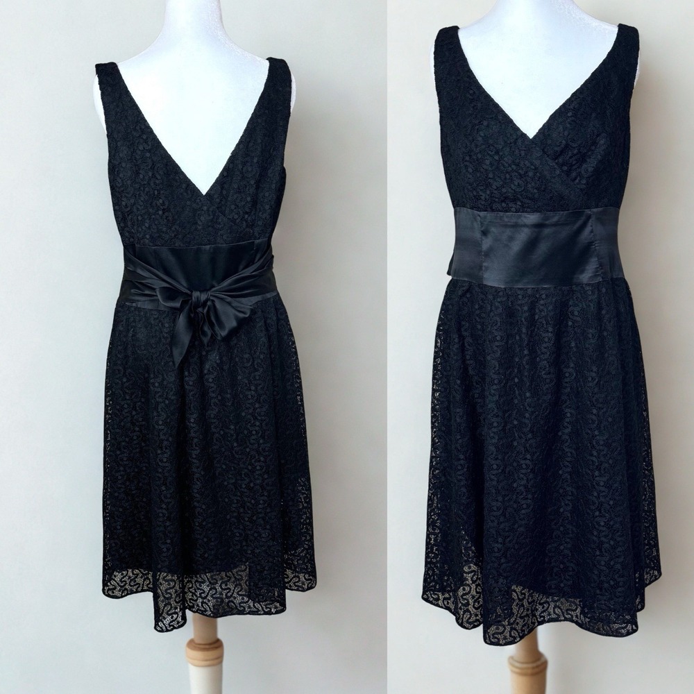 Retro Style Whimsigoth Black Lace Silk Satin‎ Dress Witchy Babydoll Prom Sz 10